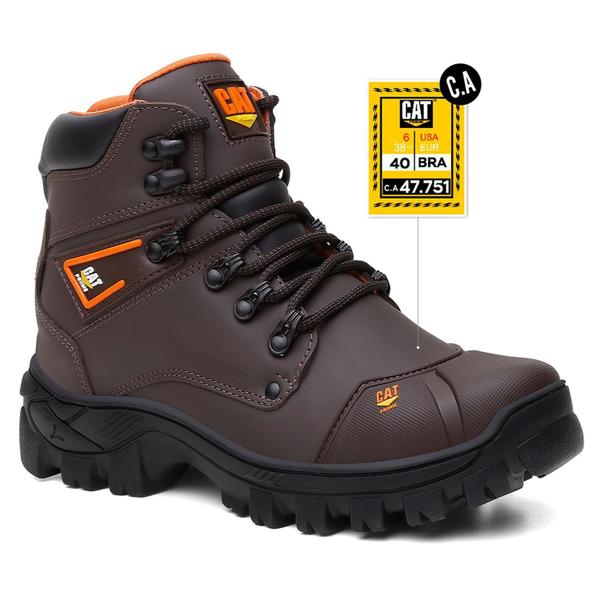 Imagem de Bota Masculina Cat Priime ORIGINAL Segurança Em Couro Biqueira Em Pvc Com C.A