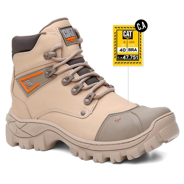 Imagem de Bota Masculina Cat Priime ORIGINAL Segurança Em Couro Biqueira Em Pvc Com C.A