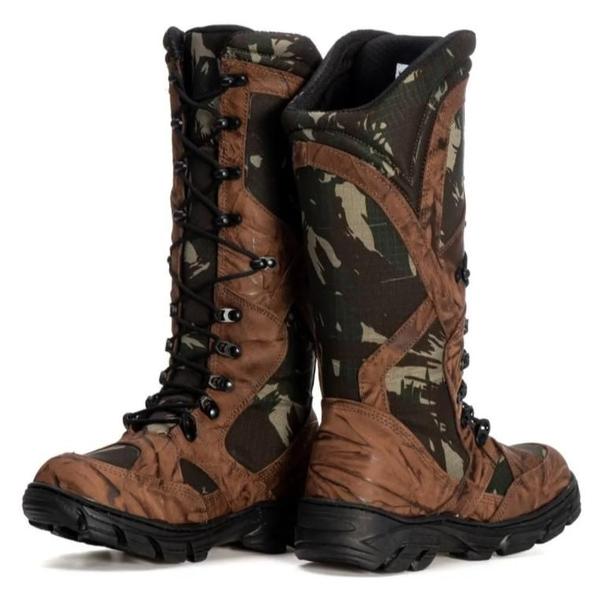 Imagem de Bota Masculina de Segurança PM Militar Cano Alto Proteção Semi Nobuck Café