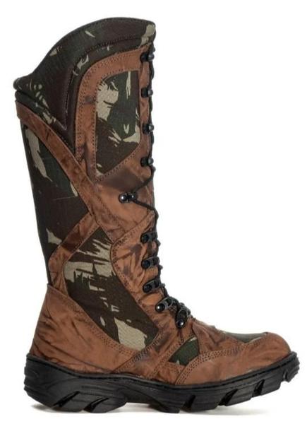 Imagem de Bota Masculina de Segurança PM Militar Cano Alto Proteção Semi Nobuck Café