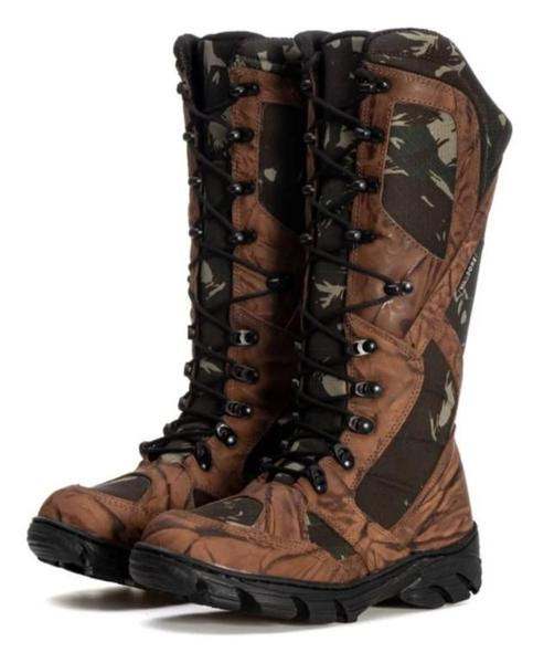 Imagem de Bota Masculina de Segurança PM Militar Cano Alto Proteção Semi Nobuck Café