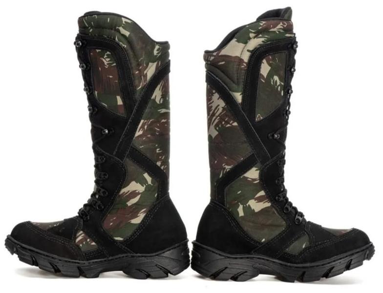 Imagem de Bota Masculina de Segurança PM Militar Cano Alto Proteção Semi Nobuck Preto