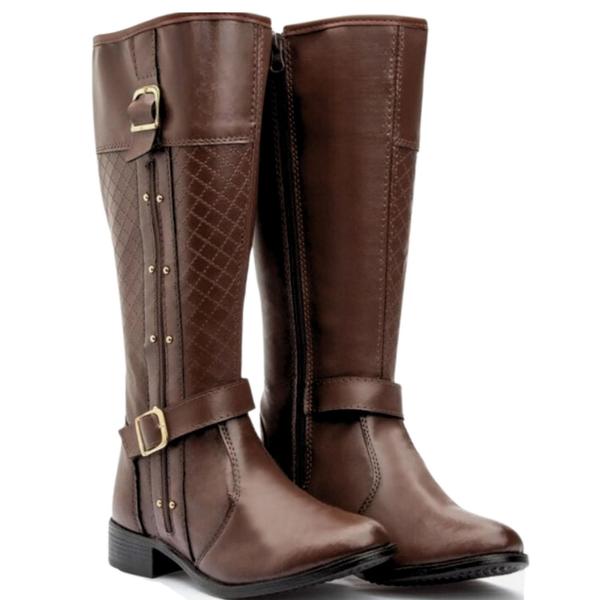 Bota Montaria Feminina Ajuste ZĂper TendĂŞncia Fivela Inverno Confortável - Atria Bota Montaria Feminina Ajuste ZĂper TendĂŞncia Fivela Inverno Confortável - Atria