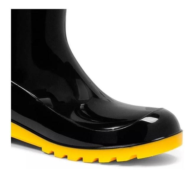 Imagem de Bota PVC Vulcaflex Preta Com Solado Amarelo Cano Médio Sem Forro MARLUVAS