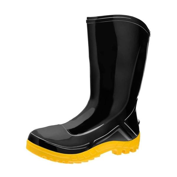 Imagem de Bota PVC Vulcaflex Preta Solado Amarelo Cano Médio 27cm com Forro 37