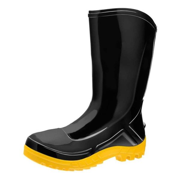 Imagem de Bota PVC Vulcaflex Preta Solado Amarelo Cano Médio 27cm com Forro 40