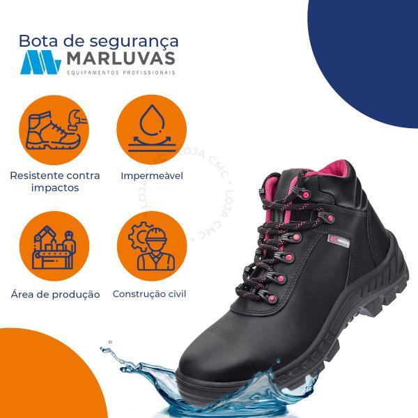 Imagem de Bota Segurança Ocupacional Feminina Marluvas 50b22 Rosa Pvc