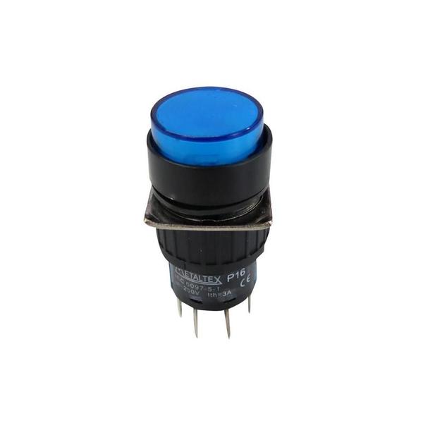 Botão 16Mm 1 Rev Led 220V ul P16Br - Metaltex Imagem de Botão 16Mm 1 Rev Led 220V ul P16Br - Metaltex