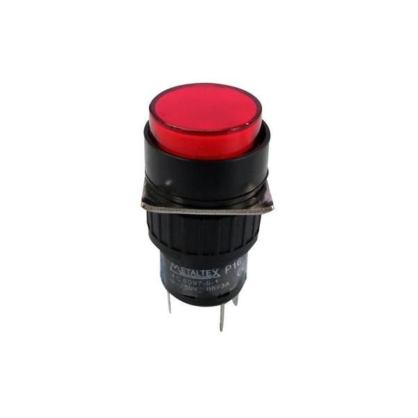 Imagem de Botão 16Mm 2 Rev Led 24V Vermelho P16Br - Metaltex