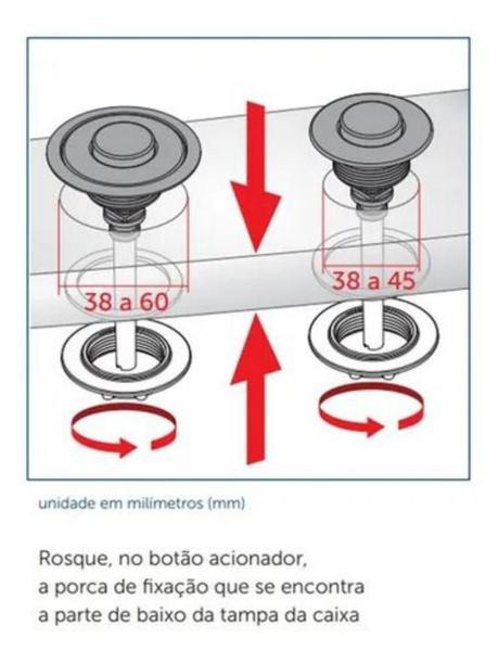 Imagem de Botão Acionador Sup Uni Abs Cromado P/CX Acoplada Blukit