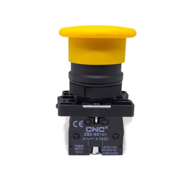 Imagem de Botão Cogumelo 40mm 400V 10A CNC Amarelo Lay5-ec51