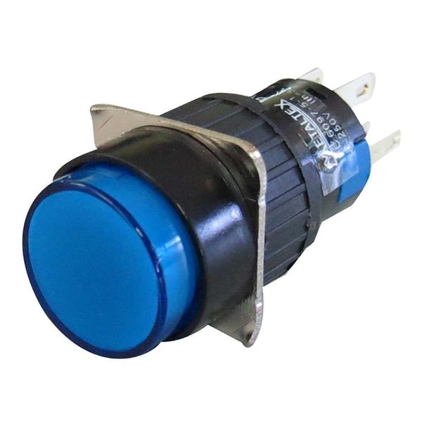 Imagem de Botão Com Retenção Iluminado Redondo 220V 2 Reversíveis Azul P16-IR2-BL2 Metaltex