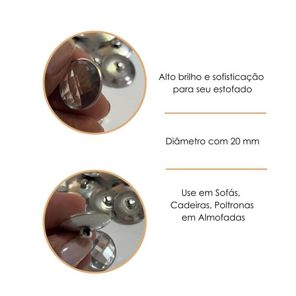 Imagem de Botão Cristal Strass 20mm Capitonê Para Estofado Pct 50 Un