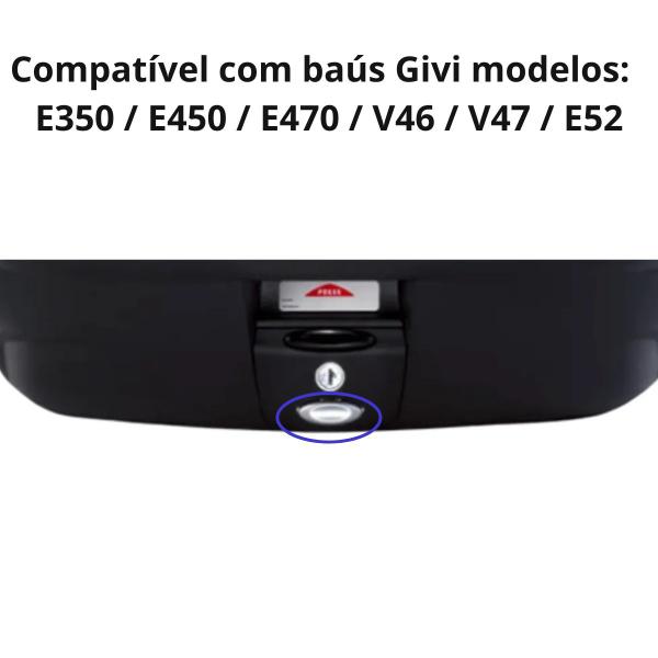 Imagem de Botão da Trava Baú Givi na Base Cromado Z645cr E450 E470 V46