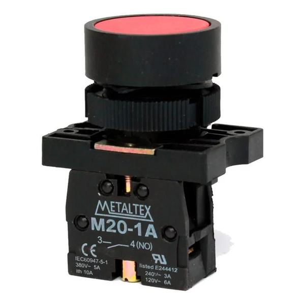 Imagem de Botão de Comando 22mm 1NF Vermelho Metaltex