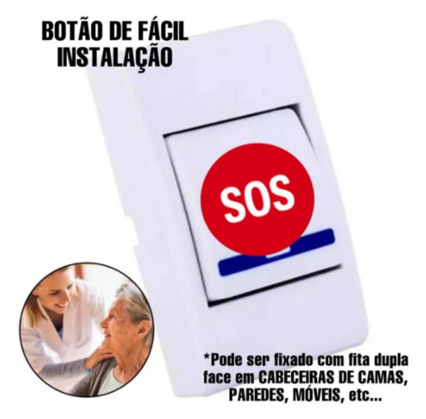 Imagem de Botão De Emergência Para Idosos Campainha S/ Fio Sos Cuidado