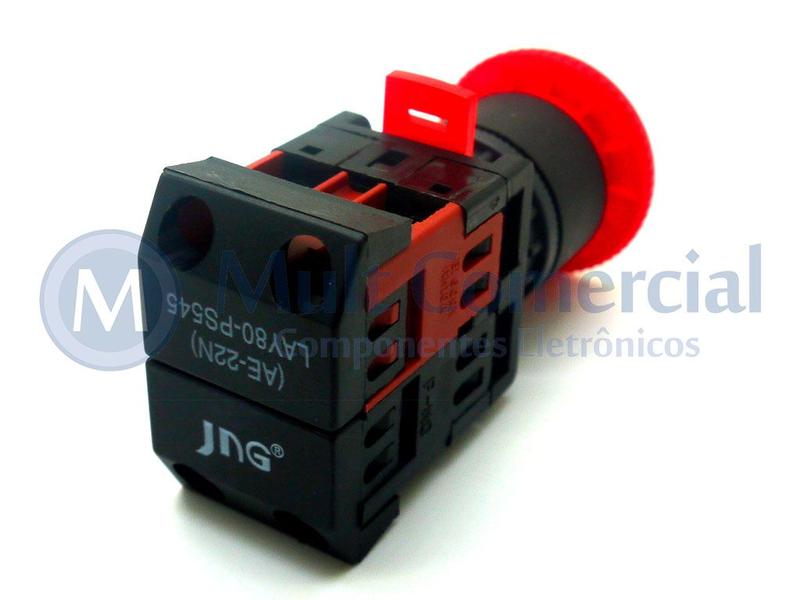 Imagem de Botão de Emergência Tipo Cogumelo Gira-Destrava 40mm Vermelho - LAY80-PS545 - JNG