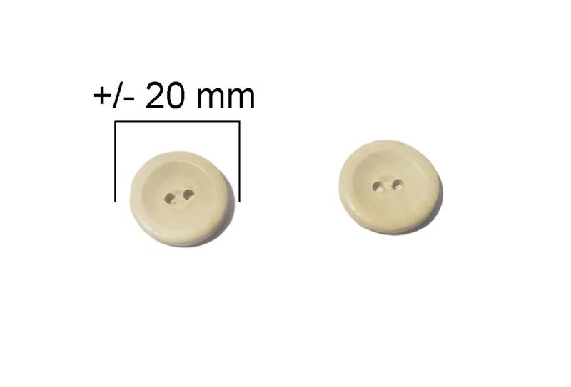 Imagem de Botão de Madeira com Borda Cor Marfim Natural Dois Furos 20 mm