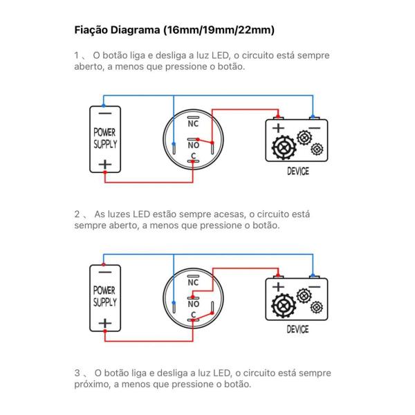 Imagem de Botão de Metal 12V/24V- Vermelho