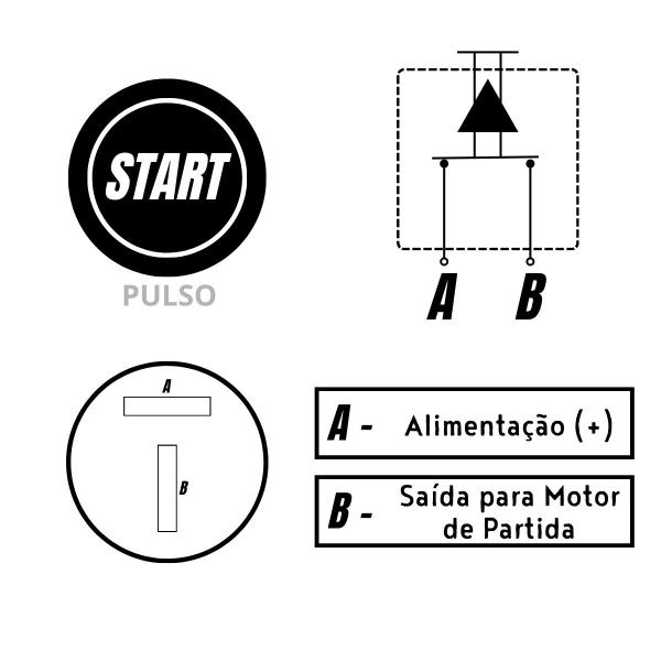 Imagem de Botao de partida frio start universal 12v 24v pulso buzina