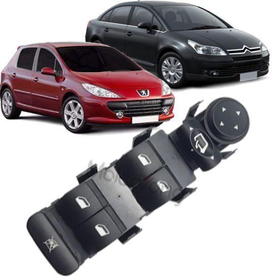 Imagem de Botao Interruptor Vidro Eletrico Peugeot 307 C4 Pallas Apos 2006 Com Rebatimento