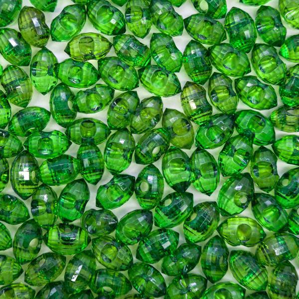 Imagem de Botão Oval Facetado Acrílico Verde Transparente 10x15mm 630pçs 500g