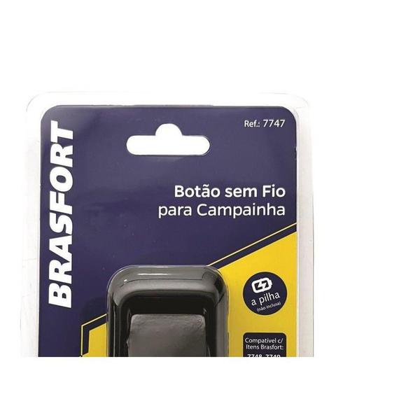 Imagem de Botao Para Campainha Brasfort Sem Fio Pilha Preto 7747