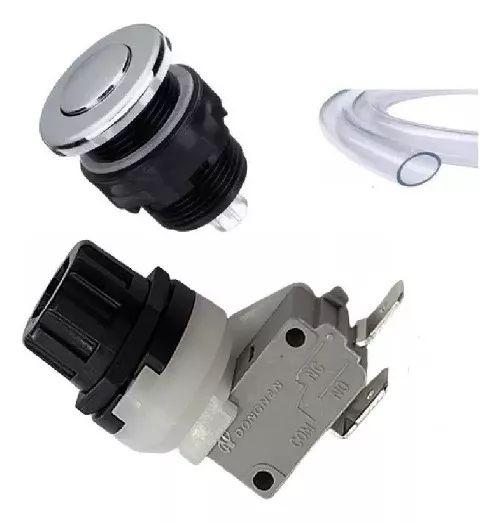 Imagem de Botão Pneumático Cromado Hidro + Micro Switch Completo