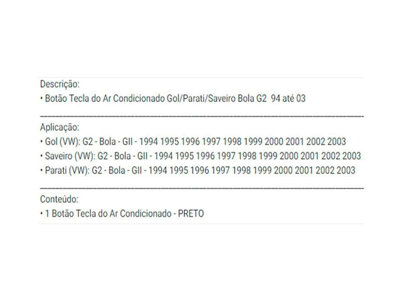 Imagem de Botão Tecla Do Ar Condicionado Gol Parati Saveiro Bola G2