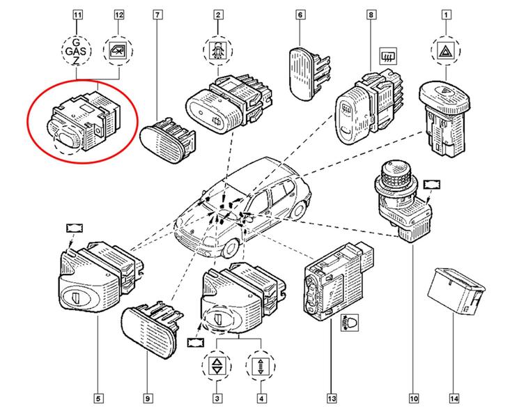 Imagem de Botão Trava do Vidros Elétrico Renault Clio Duster Original  8200542278