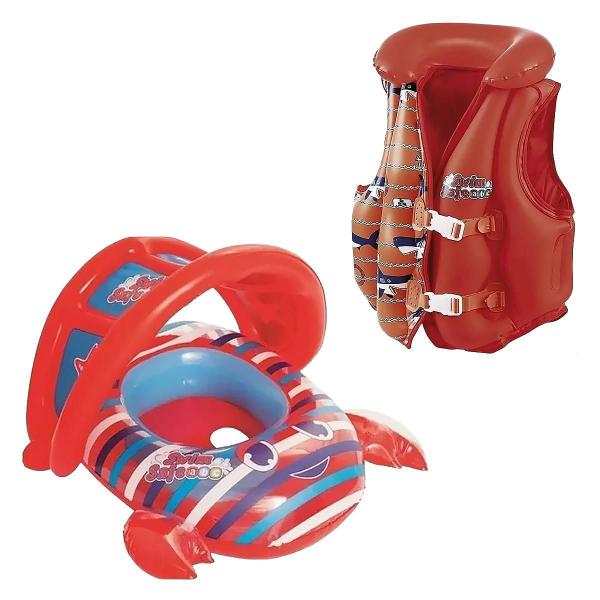Bote Infantil C/Cobertura + Colete Infantil Bel Fix Vermelho - Bel Lazer Imagem de Bote Infantil C/Cobertura + Colete Infantil Bel Fix Vermelho