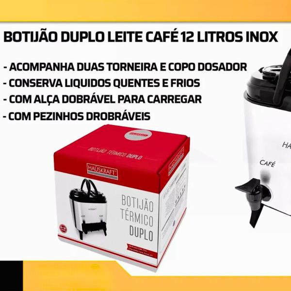 Imagem de Botijão Térmico 12l Hotel Cozinha Chá Leite Café Industrial