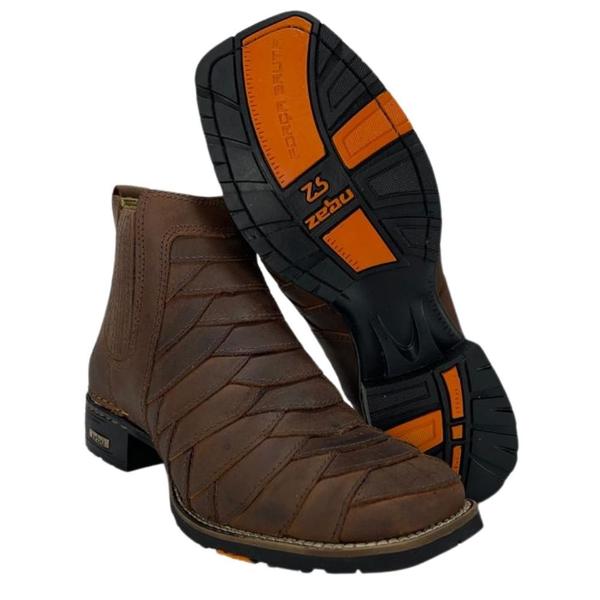 Botina Masculina Zebu Couro Mustang Terra Escamada Ref:57040 MS 05