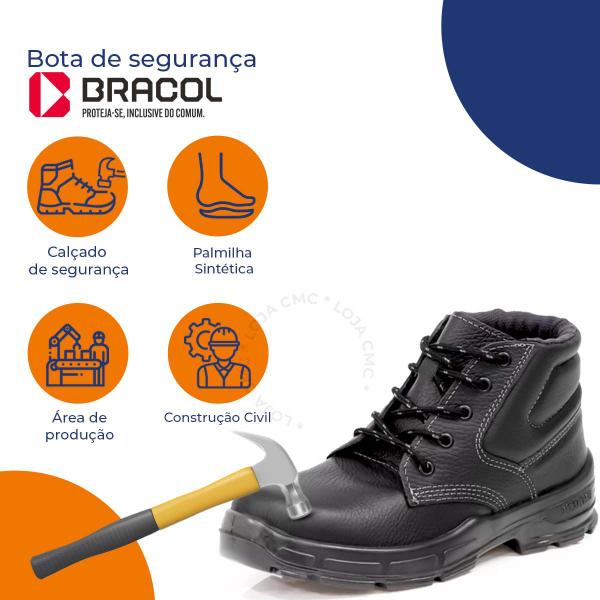 Imagem de Botina Segurança Amarrar Bracol Baa Bico Pvc P Serviço Geral