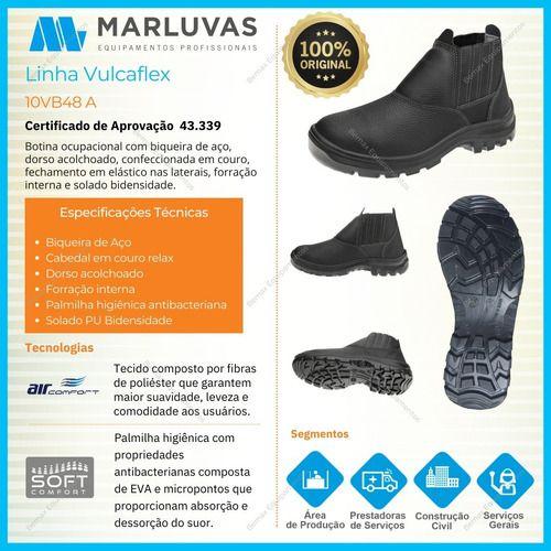 Imagem de Botina Segurança Elastico Bota Bico Aço Marluvas Vulcaflex