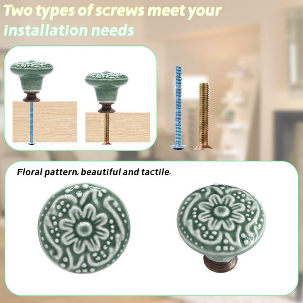 Imagem de Botões de cerâmica Piutouyar Green para armário de cozinha 34 mm 10 unidades