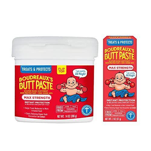 Imagem de Boudreaux's Butt Paste Maximum Strength Diaper Rash Cream, Pomada para Bebê, 2 oz Tube & 14 oz Jar