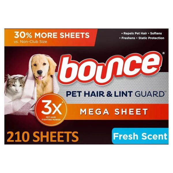 Imagem de Bounce Pet Hair Lenço Amaciante Roupa Contra Pêlo 210 Folhas