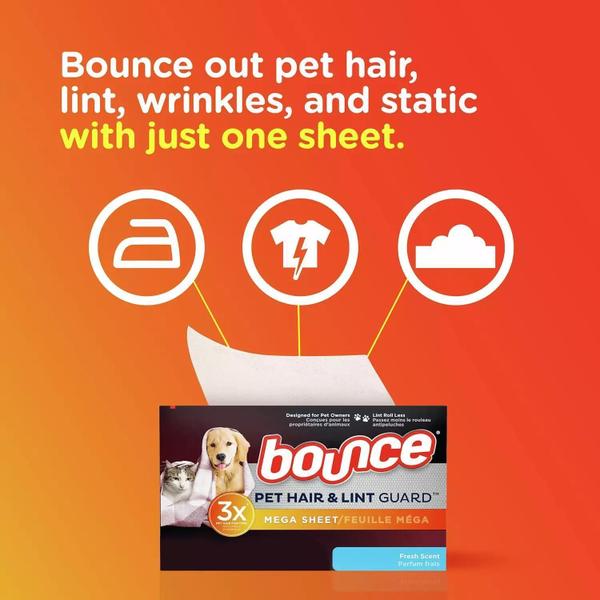 Imagem de Bounce Pet Hair Lenço Amaciante Roupa Contra Pêlo 210 Folhas