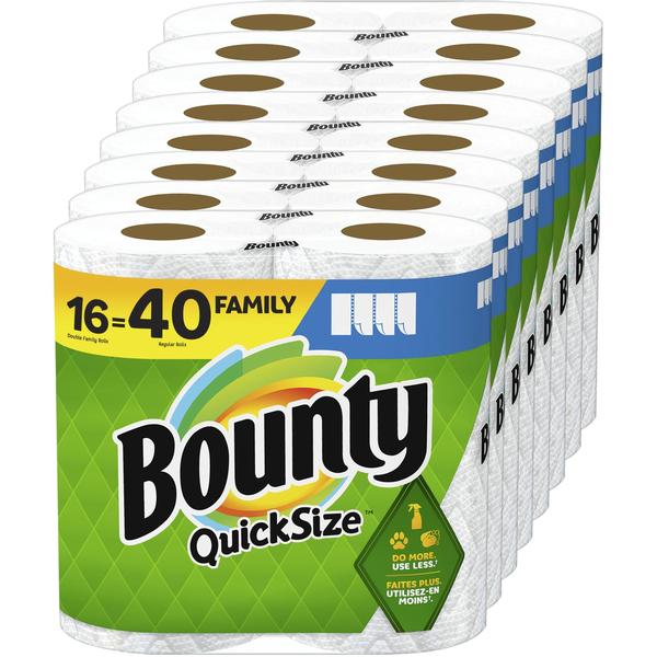 Imagem de Bounty toalhas de papel de tamanho rápido, branco, 16 rolos familiares = 4