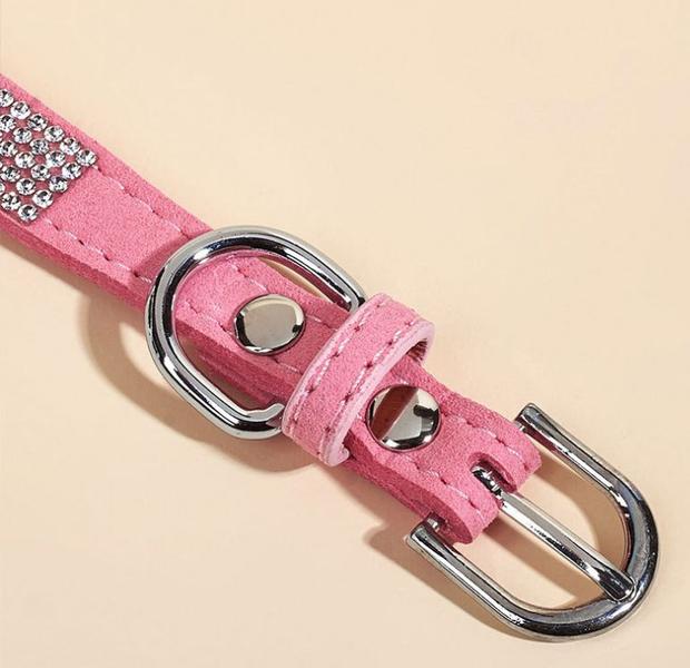 Imagem de Bowknot Suede Leather Rhinestone Dog Collar And Leash Set Pet Puppy Cat Chihuahua Collars For Small Medium Dogs Catsdog Cat Collarkitten Collarcat Collar (Rosa)