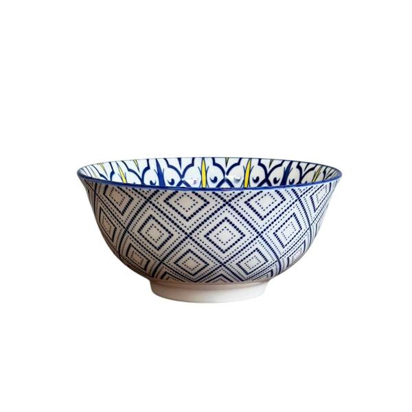 Imagem de Bowl Cerâmica Mandala Azul e Amarelo 15,5x7,5cm 600ml 1 unid