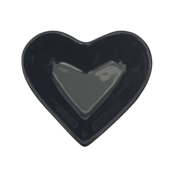 Imagem de Bowl coração porcelana preta petisqueira tigela cumbuca