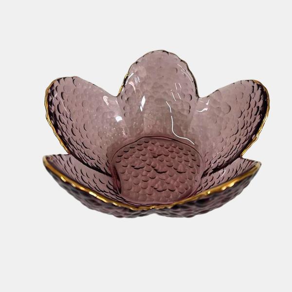 Bowl Cristal Martelado borda Dourada Rosa Taj Flor 12x5,5Cm - Wolff Imagem de Bowl Cristal Martelado borda Dourada Rosa Taj Flor 12x5,5Cm