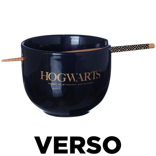 Imagem de Bowl Cumbuca Tigela Com Hashi Hogwarts Porcelana Preta 500ml Oficial Harry Potter WB