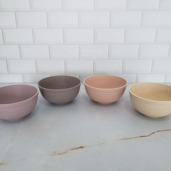 Imagem de Bowl de Bambu Ecológico Cumbuca Grande 15x7cm Sortido Sobremesa Frutas Petiscos