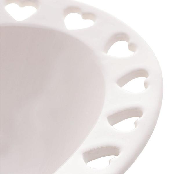 Bowl de Coração de Cerâmica com Borda Vazada Branco 19,2 cm - Lyor Imagem de Bowl de Coração de Cerâmica com Borda Vazada Branco 19,2 cm
