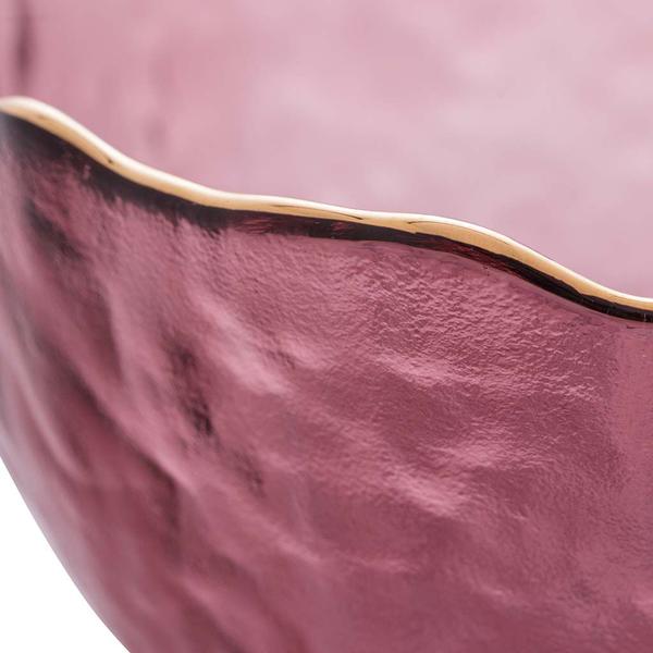 Imagem de Bowl de Cristal de Chumbo Martelado com Borda Dourada Rosa Taj 13x6,5cm