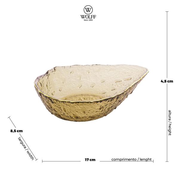 Imagem de Bowl de cristal folha c/borda dourada taj gota ambar p