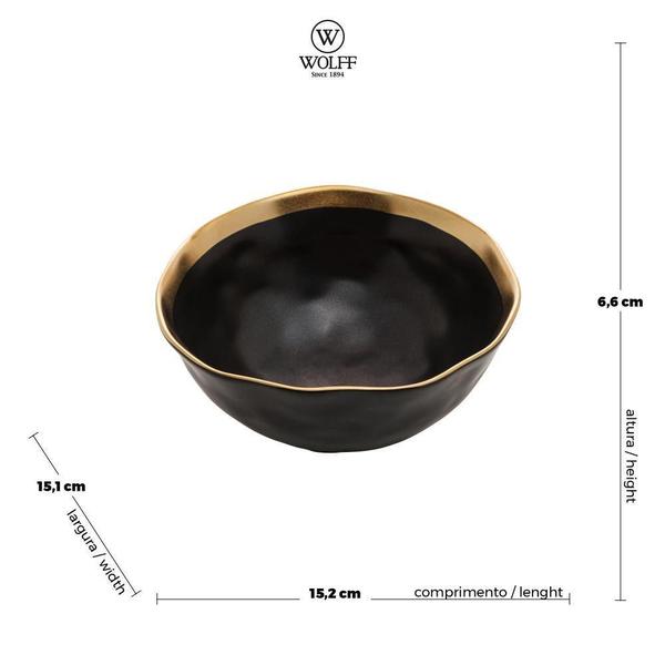 Imagem de Bowl De Porcelana Preto E Dourado Dubai 15X6Cm